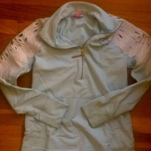 Lily Pulitzer ski blue quarter zip pullover